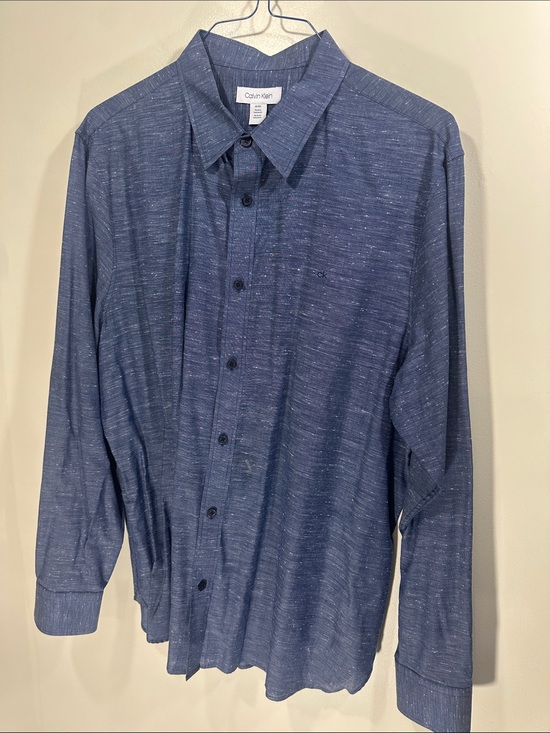 Calvin Klein Other - Calvin Klein Men’s Heathered Navy Button-Up Dress Shirt XL